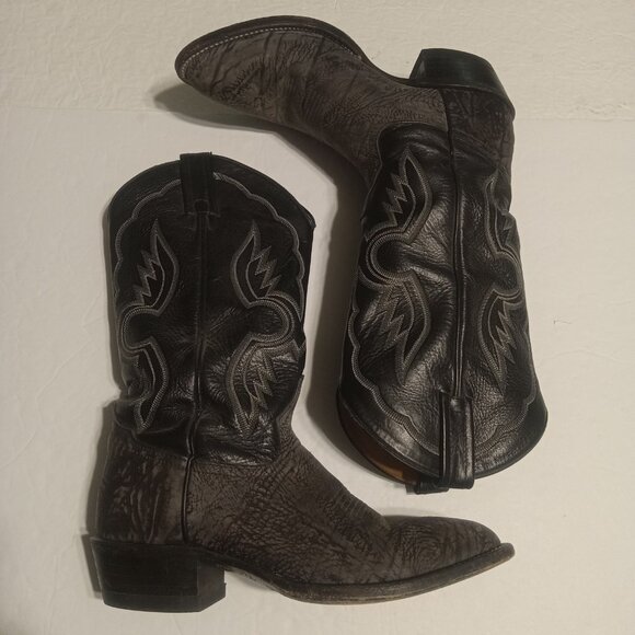 Tony Lama Men\'s Cowboy Boots 6250 Grey/Black Size 8.5 D Made in USA TONY LAMA 6250 BLACK GRAY WESTERN COWBOY BOOTS USA RANCH  main image 3